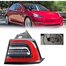 Dasbecan 3Pin Passenger Side Rear Tail Light Compatible With 2017-2023 Tesla Model 3 Outer Right Side Brake LED Tail Lamp Replaces# 1077398-00-G 1077398 (Red Signal)