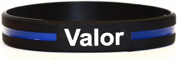 Valor Thin Blue Line Silicone Wristband Bracelets Police Officers Patrol Awareness Support