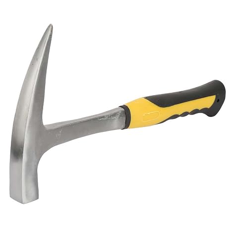 Rock Pick Steel Double Head Brick Hammer Rubber Handle for Geology Rock Hounding Mining Tool(S(6.5x2.9in))