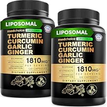 Liposomal Turmeric - High-Absorption Curcumin Supplements, Non-GMO Blend for Digestive Comfort & Daily Support - Organic Turmeric Supplement with Black Pepper (120ct, Pack of 2)