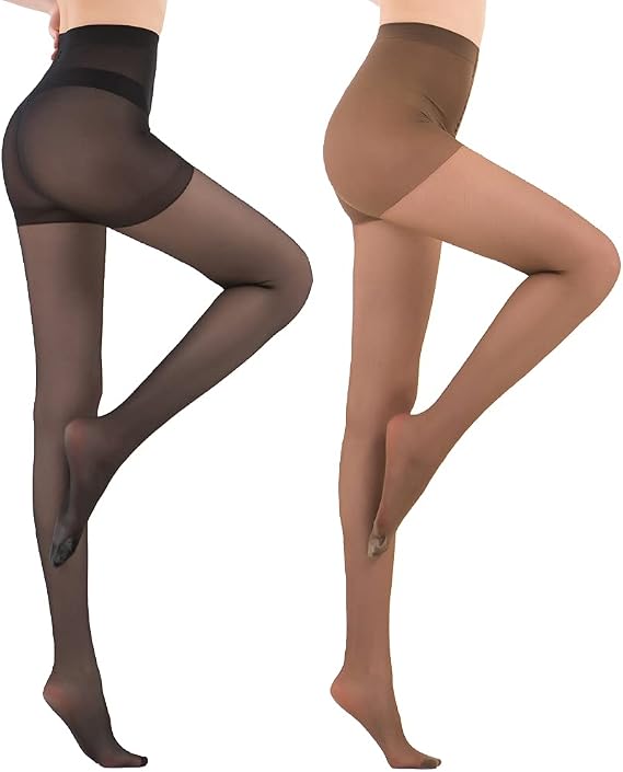 Sheer Pantyhose Plus Size - 2 Pack 20D Ultra Durable Queen Size Tights, Straight Crotch Stocking for Women Girls