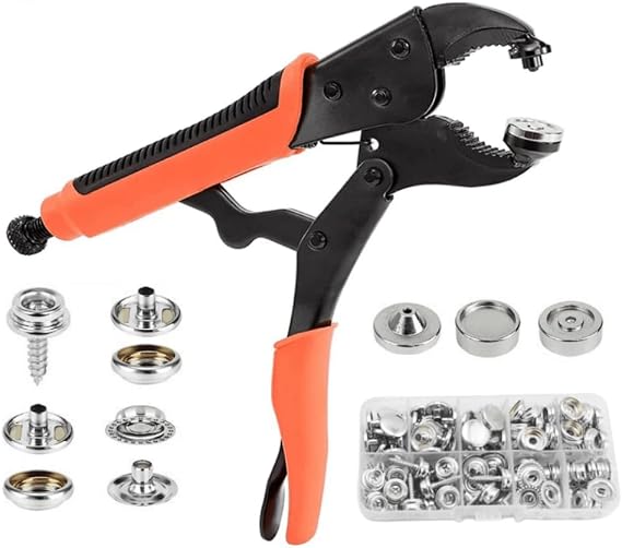 [60 Sets] Abruga Heavy Duty Snap Fastener Tool Set, Snap Setter Tool Kit with Adjustable Setter Snap Installation Kit, Metal Snaps for Boat Cover Canvas, Boat Covers, Tarp, Leather, Fabric etc.