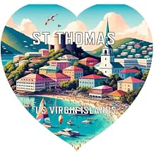St Thomas US Virgin Islands Travel Souvenir Destination Heart Shaped Decorative Flat Magnet 2-Inch