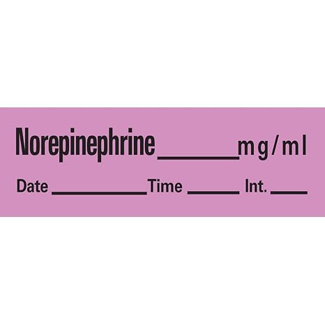 PDC Healthcare AN-75 Anesthesia Removable Tape with Date, Time & Initial, Norepinephrine Mg/Ml, 1" Core, 333 Imprints, Violet, 1/2" Width, 500" Length