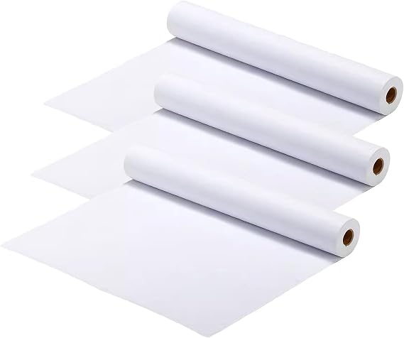 3 Rolls Drawing Paper Roll – White Arts Paper Roll 44cm x 3m for Easel, Arts Craft, Painting, Sketching, Bulletin Board, Wall Art, Gift Wrapping, Poster Making and Creative Projects