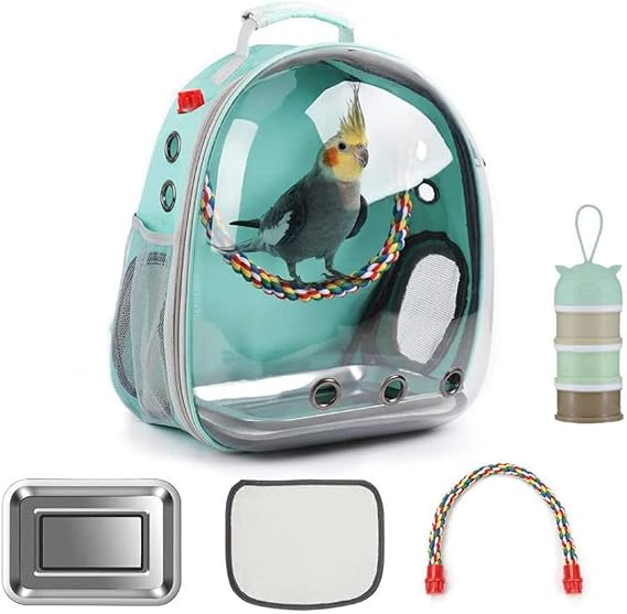 Bird Carrier Cage, Bird Travel Backpack with Stainless Steel Tray and Standing Perch