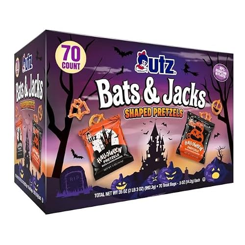 UTZ Bats & Jacks Shaped Halloween Pretzels, 70 count.