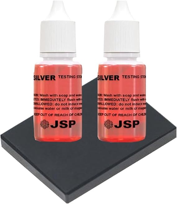 Waytest Silver & Sterling 999 925 Testing Solution- 2 Bottles- with Scratch Testing Stone