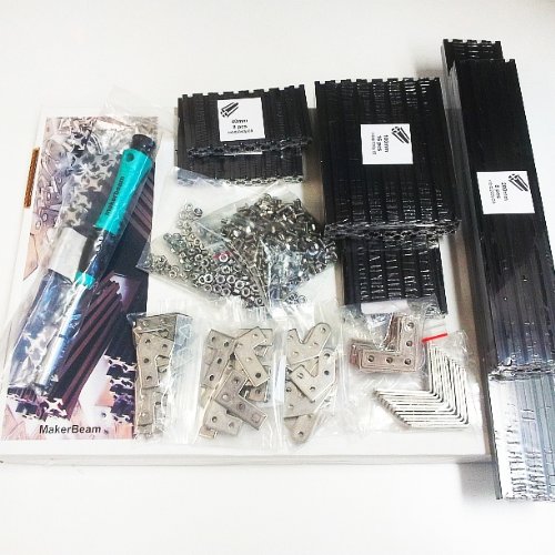 Regular Starter Kit Black Anodized Including Beams 10x10mm in Diameter, Brackets, Nuts and Bolts