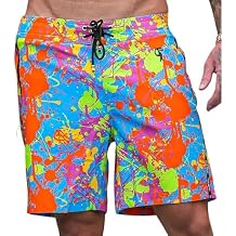Tucann Men's Trunks 7" Compression Liner Quick Dry Zipper Pocket Chlorine Resistan 4 Way Stretch Printed Swim Shorts for Men