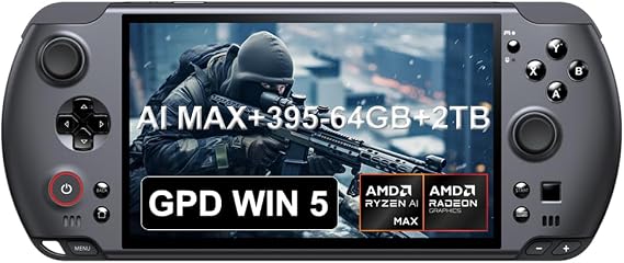 LANRUO GPD Win 5 [AMD AI Max+ 395-64GB+2TB] 7-inch 120Hz Display Mini Handheld Win 11 PC Game Console, Removable Battery, Radeon 8060S Graphics,1920X1080 Touchscreen Laptop Tablet PC