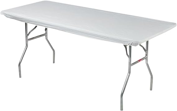 Kwik-Covers 30" x 96" White Fitted Table Cover - Single
