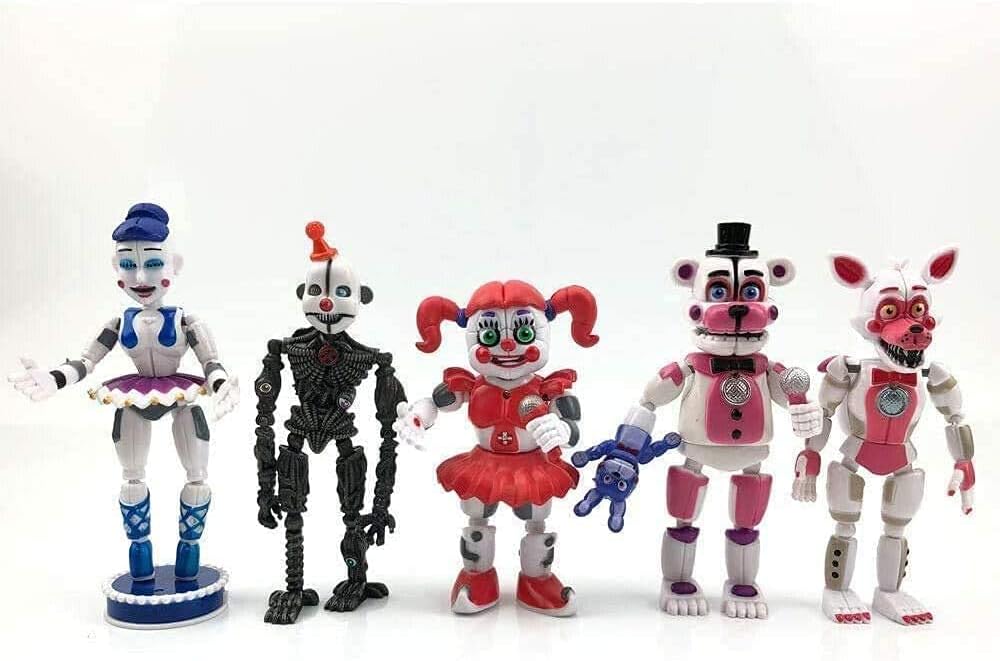 Vitadan FNAF Action Figures – 5 PCS Toys Set Inspired by Five Nights at Freddy’s Sister Location – Freddy’s Game Figurines 4.3 - 4.9 inch – Night Freddy Collectibles – FNAF Dolls Cake Toppers