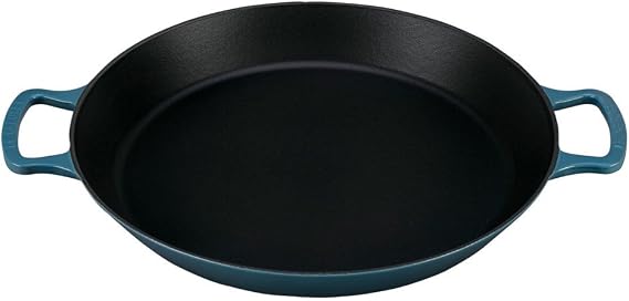 Le Creuset L2064-346M Enameled Cast Iron Paella Pan, 3 1/4-Quart, Marine