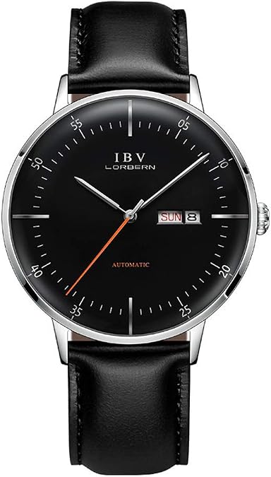 Automatic Watches for Men Synthetic Sapphire Crystal Leather Strap Luxury Men Watch 6011G