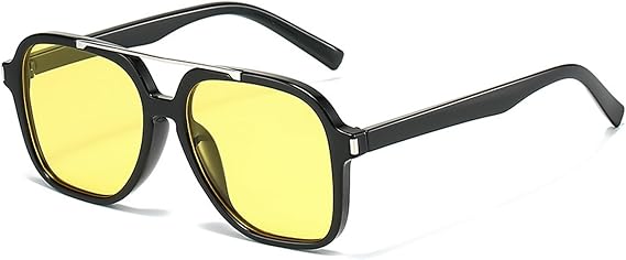 Pilot Sunglasses for Womens Mens Retro Square Vintage Top Bar Ladies 70s Tinted Sun Glasses UV protection Shades