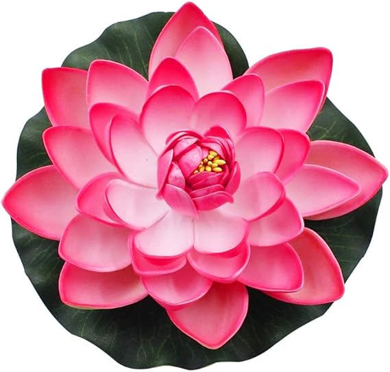 Large Artificial Lotus Flower Fake Floating Water Lily Fish Tank Ornament for Home Garden Patio Pond Aquarium Swimming Pool Wedding Decor Peach Red