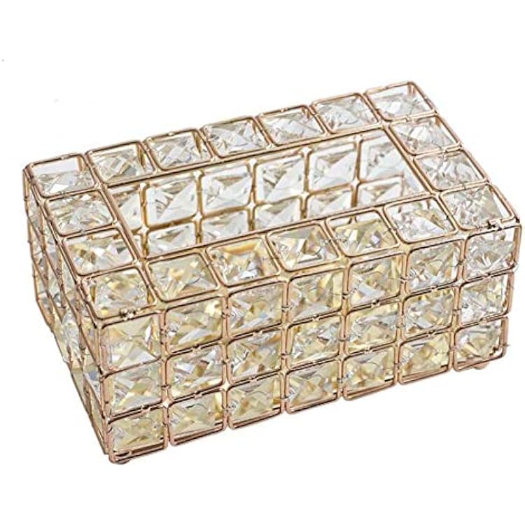 Crystal Tissue Box Holder Rectangular, European Style Tissue Box Cover Cube Paper Dispensers Gold Paper Towels Tissue Container Home Decoration