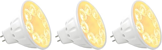 MR16 LED Bulbs, Landscape Low Voltage Spotlights, 35W/50W Halogen Replacements, Warm White 2700K-3000K 12V Gu5.3 Bi-pin Base for Outdoor Accent Lighting Indoor Track Lights 3pcs