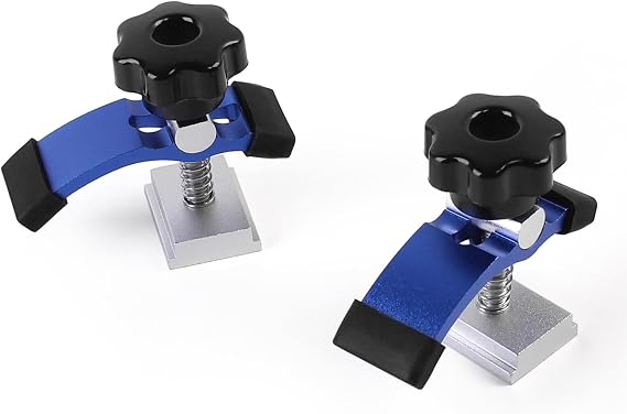 Hold Down Clamp Kit, CNC Router Clamp for Woodworking, Universal Fit for 3018 CNC Router, Table Saw, Drill Press T-Slot Accessories (2-Pack, Blue)