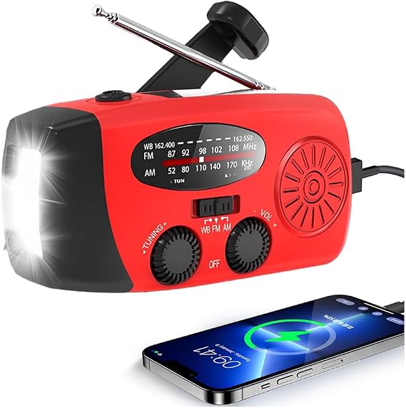 2000mAh Emergency Crank Radio, NOAA Weather Radio Portable AM/FM