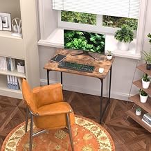32 Inch Computer Desk with Wood Board and Metal Frame, Modern Simple Style Work Desk with Adjustable Feet, Study Gaming Desk Table for Home Office, Bedroom, Small Spaces