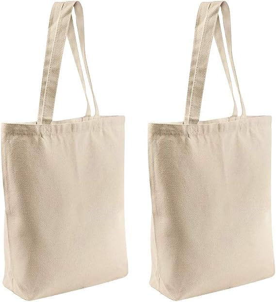 CVNDKN Canvas Tote Bags 2 Pcs Multi-Purpose Reusable Blank Bags Use For Grocery,Shopping,DIY Gift Bags