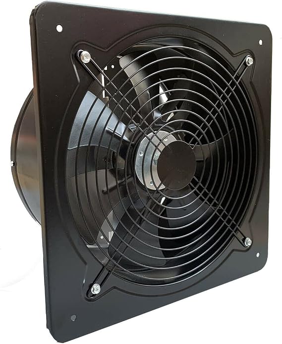 Axial Fan 12 Inch Extractor Fan 300 mm Axial Fan Kitchen Extractor Fan 2650 m³/h 120W Metal Fan Wall/Ceiling Extractor Fan in Bathroom (Plate Size: 350 × 350 mm) [Energy Class A+]