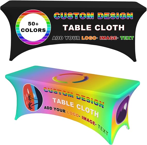 Rectangular Polyester Tablecloth, 4FT, Elastic, UV Resistant, Hand Wash, All-Season, Customizable Business Logo