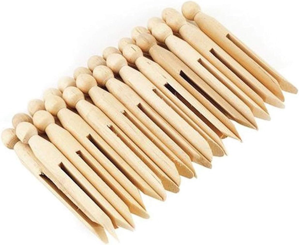 Wooden Dolly Pieces 48pk | Strong and Reusable Cloth Pegs | Indoor and Outdoor Heavy Duty Dolly Pieces