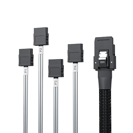 10Gtek MiniSAS SFF-8087 Fan-Out Cable Breakout to 4xSATA, 6Gbps High-Speed Cable for RAID Controllers, Servers & Storage Enclosures, 0.5-m(1.6ft)