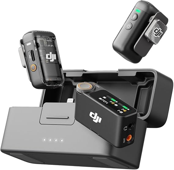 DJI Mic 2 (2 TX + 1 RX + Charging Case)-Gürültü Engelleme, Basit senkronizasyon, Dokunmaktik ekran, Mikrofon