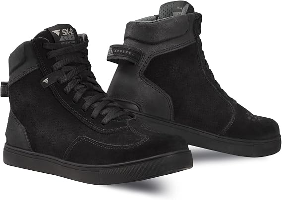 SHIMA SX-2 Evo Motorcycle Riding Shoes Men Boots Ventilated Leather Street Summer Suede Sport Stealth Touring Shoe Moto Footwear Bikers Powersports (Mens, Black, 8.5)