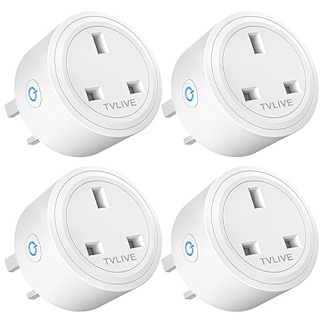Smart Plug, 4 Pack Smart Plugs that Work with Alexa (Echo, Echo Dot), Google Home Voice Control, Energy Monitoring, Remote Control, Timer & Schedule Function, Smart Wifi Plug Socket UK,No Hub Required