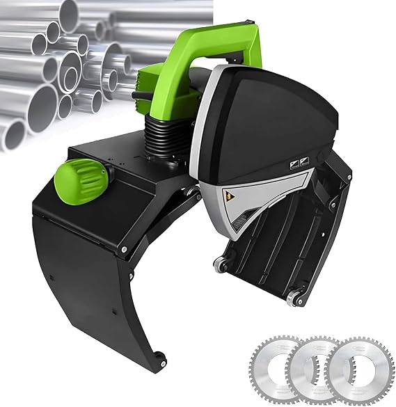 Electric Automatic Pipe Cutting Machine, Precise Fast Pipeline Cutter for 15-400MM Diameter Pipes,93HRA Steel Blade, Adjustable Protective Cover 400mm