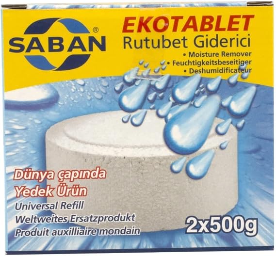 2x500 Gram - Naturel Kokusuz, Nem Alıcı Rutubet Ve Küf Önleyici Yedek Tablet