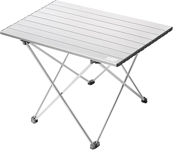 HAEGS Full Alüminyum Katlanır Kamp Masası, Piknik, BBQ, Balıkçılık, Doğa Aktiviteleri, Plaj için Kolay Taşınabilir Kompakt Outdoor Ultra Hafif Kamp Masası Büyük Boy - Gümüş