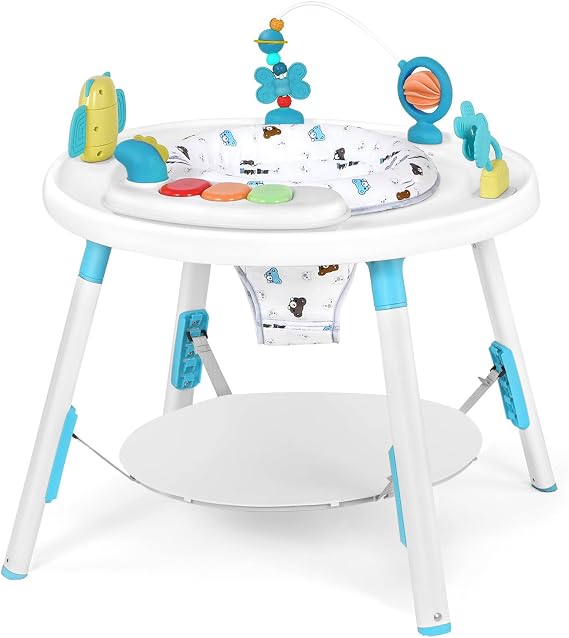 UBRAVOO Baby Activity Center,3-in-1 Baby Bounce Along Toys with Removable Toys and 360° Rotating Seat - Ideal for Infant Development and Entertainment (Blue)