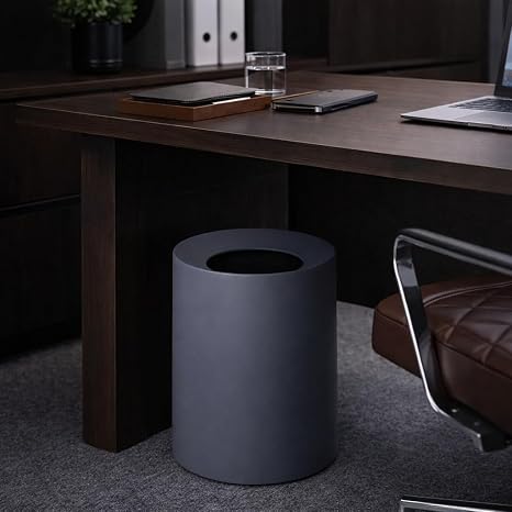 12 Litre Gizli Poşetli Çöp Kovası – Minimalist Ofis & Home Office Masa Altı Çöp Kutusu, Modern Tasarım