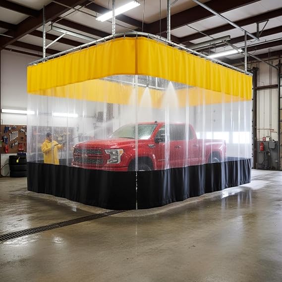 Industrial Wash Bay Curtains Contain Wash Overspray Quick Rolling and Easy to Clean Divide Work Areas Quickly