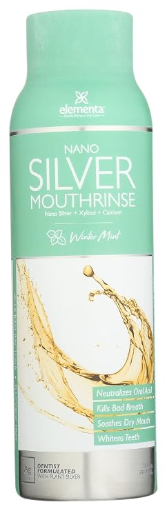 Elementa Nano Silver Winter Mint Scent Mouth Rinse, Fluoride Free, Alcohol Free, 20 Fluid Ounce (Pack of 1)