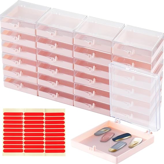 25-Pack Nail Organizers With Transparent Lids, Acrylic Storage Boxes For Press-On Nails, Compact And Portable Small Item Organizers