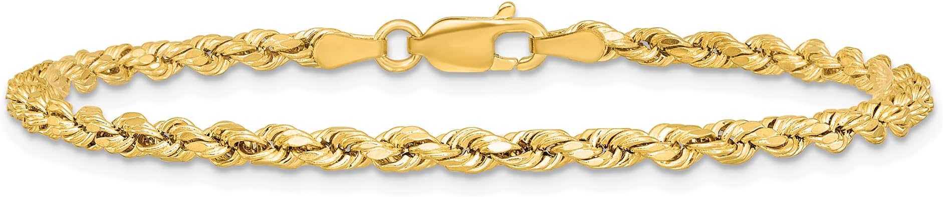 Reeds Diamond-Cut Rope 10k Yellow Gold Chain Bracelet 3mm