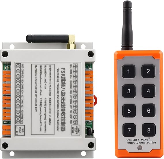 8CH Wireless Remote Control Switch, DC 12V-36V Quick Wire Connector | 433MHz 10A 8 channel Remote relay Switch industry controller, 6 working modes,quick-connect for garage doors, motors, lights