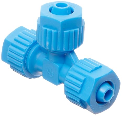 Tefen Fiberglass Polypropylene Compression Tube Fitting, Tee, Blue, 8 mm Tube OD (Pack of 5)