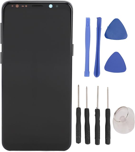 Phone Screen Assembly for Galaxy S9 TFT LCD Touch Digitizer Replacement with Frame Repair Tools Kit, Complete Set with Screwdrivers Pry Bar Picks Suction Cup for Faulty S