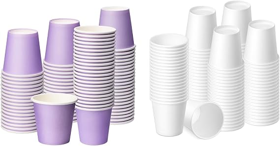 100 Pack Purple and 10 Packs White 3 oz Paper Cup