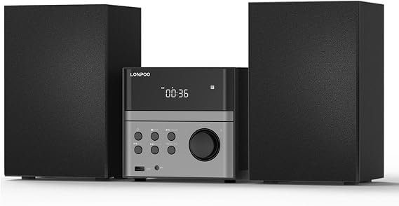 Lonpoo CD Stereo System Compact System 30 W RMS Soundbox with Remote Control