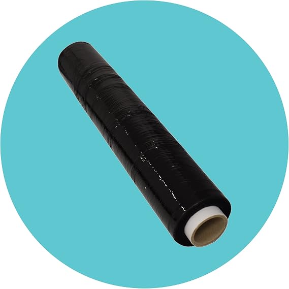 Triplast 400mm Black Pallet Stretch Wrap - Standard Core, 17mu Thick - Plastic Shrink Wrap & Industrial Cling Film for Removals & Warehouse Packaging Use (1 Roll)