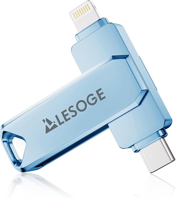 MFi Certified 256GB Flash Drive for iPhone Photo Stick Thumb Drive, USB Memory Stick iPhone Flash Drive for Photos, High Speed Jump Drive External Storage for iPhone/iPad/Android/PC (Sky Blue)